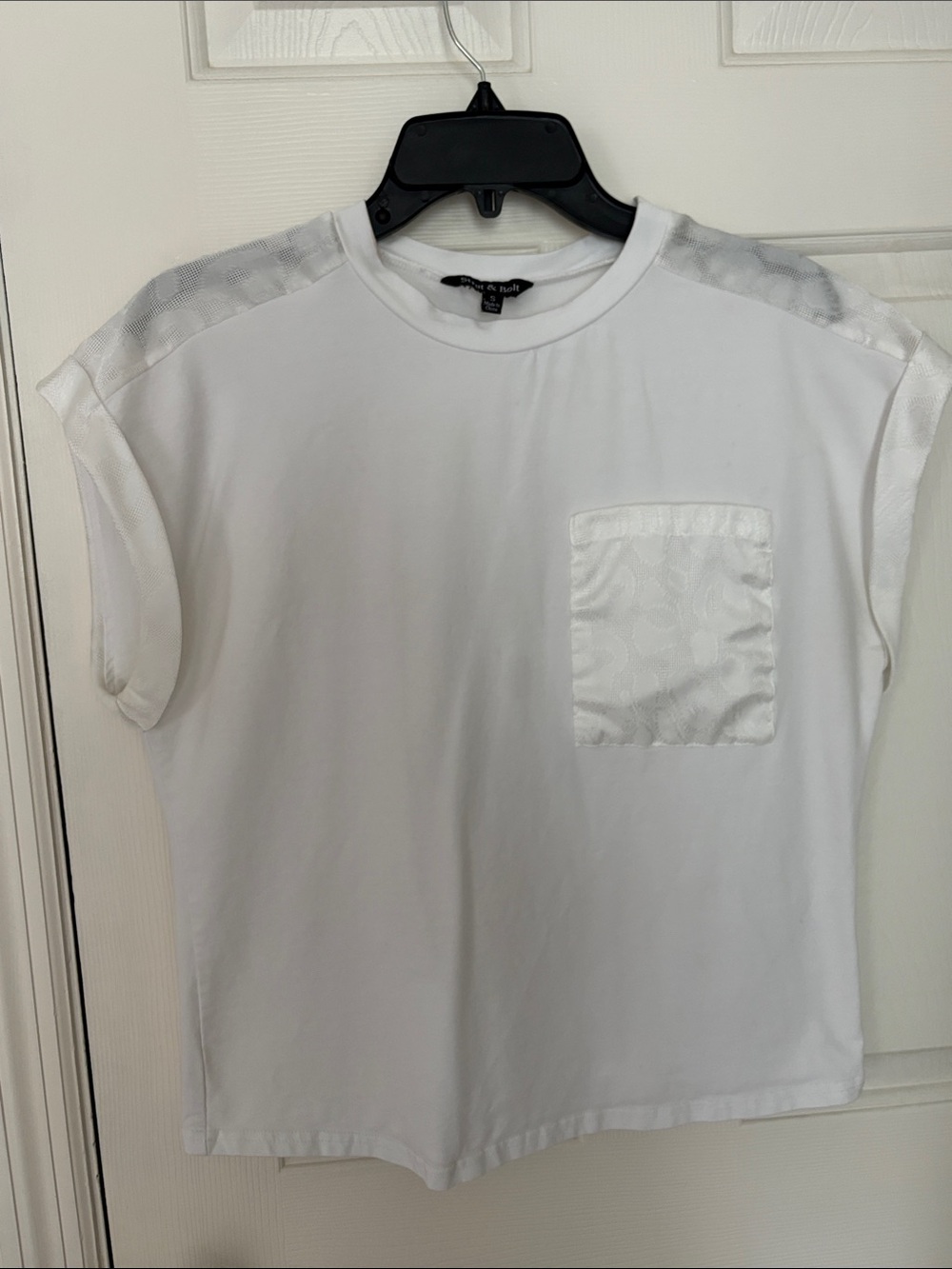 Strut & Bolt White Short Sleeve Tee with Satin Pocket